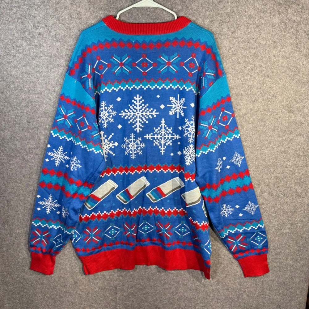 Tipsy Elves‎ Natural Light Ugly Christmas Sweater Mens 4XL Blue Beer NIP